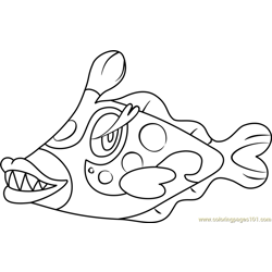 Bruxish Pokemon Sun and Moon Free Coloring Page for Kids