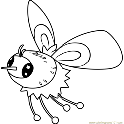 Cutiefly Pokemon Sun and Moon Free Coloring Page for Kids