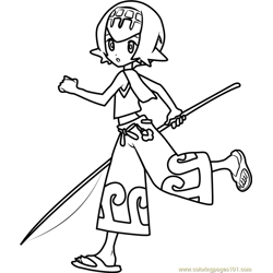 Lana Pokemon Sun and Moon Free Coloring Page for Kids
