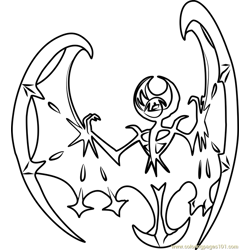 Lunala Pokemon Sun and Moon Free Coloring Page for Kids