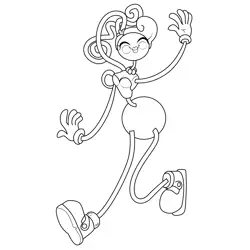 Mommy Long Legs Smiling Happily and Waving Poppy Playtime Free Coloring Page for Kids