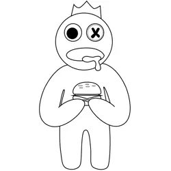 Blue Eating Burger Rainbow Friends Roblox Free Coloring Page for Kids