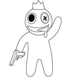 Blue Holding Gun Rainbow Friends Roblox Free Coloring Page for Kids