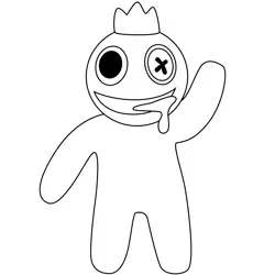 Blue Raising Hand Rainbow Friends Roblox Free Coloring Page for Kids
