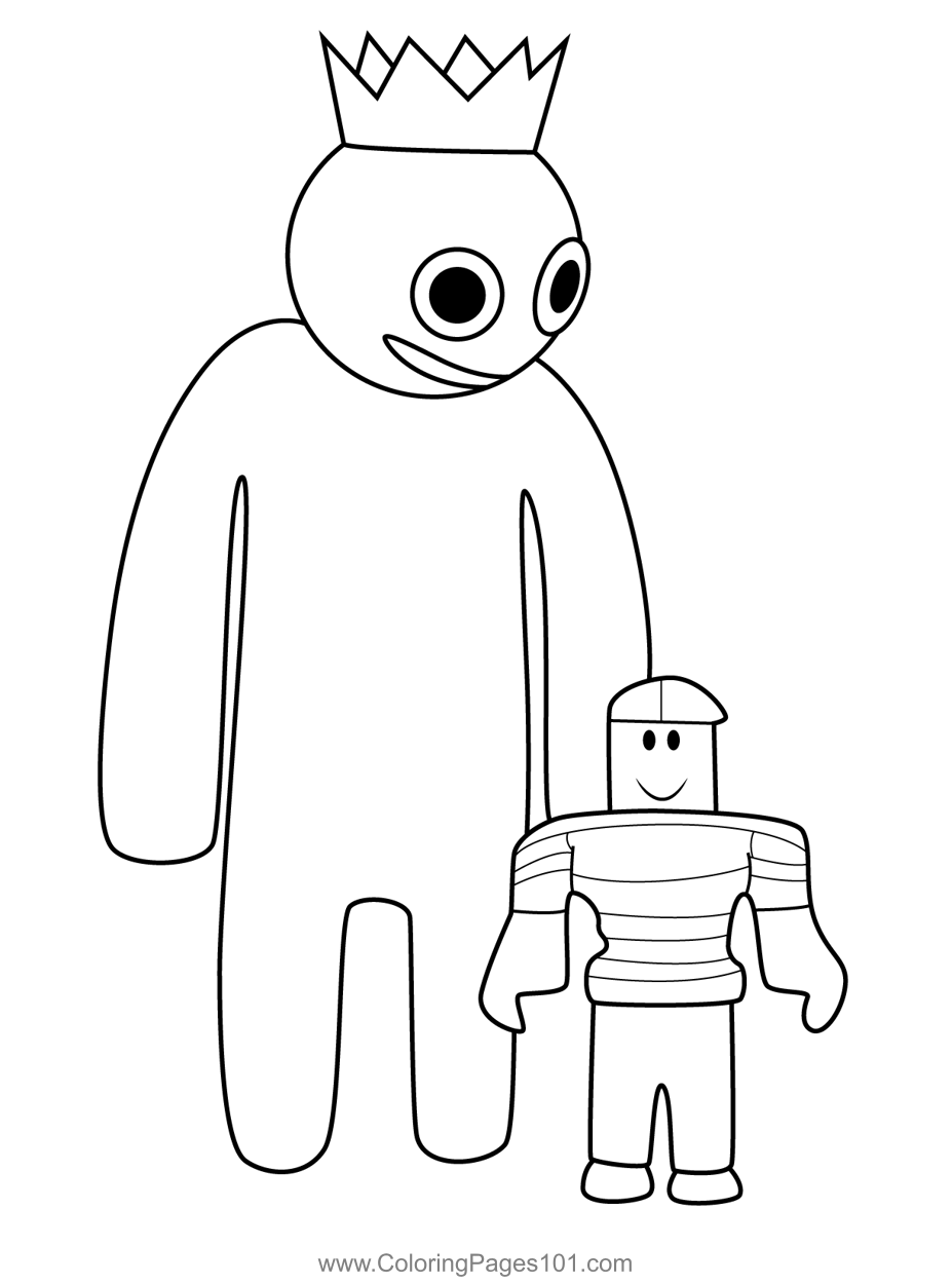 Blue's First Friend Standing Rainbow Friends Roblox Coloring Page for