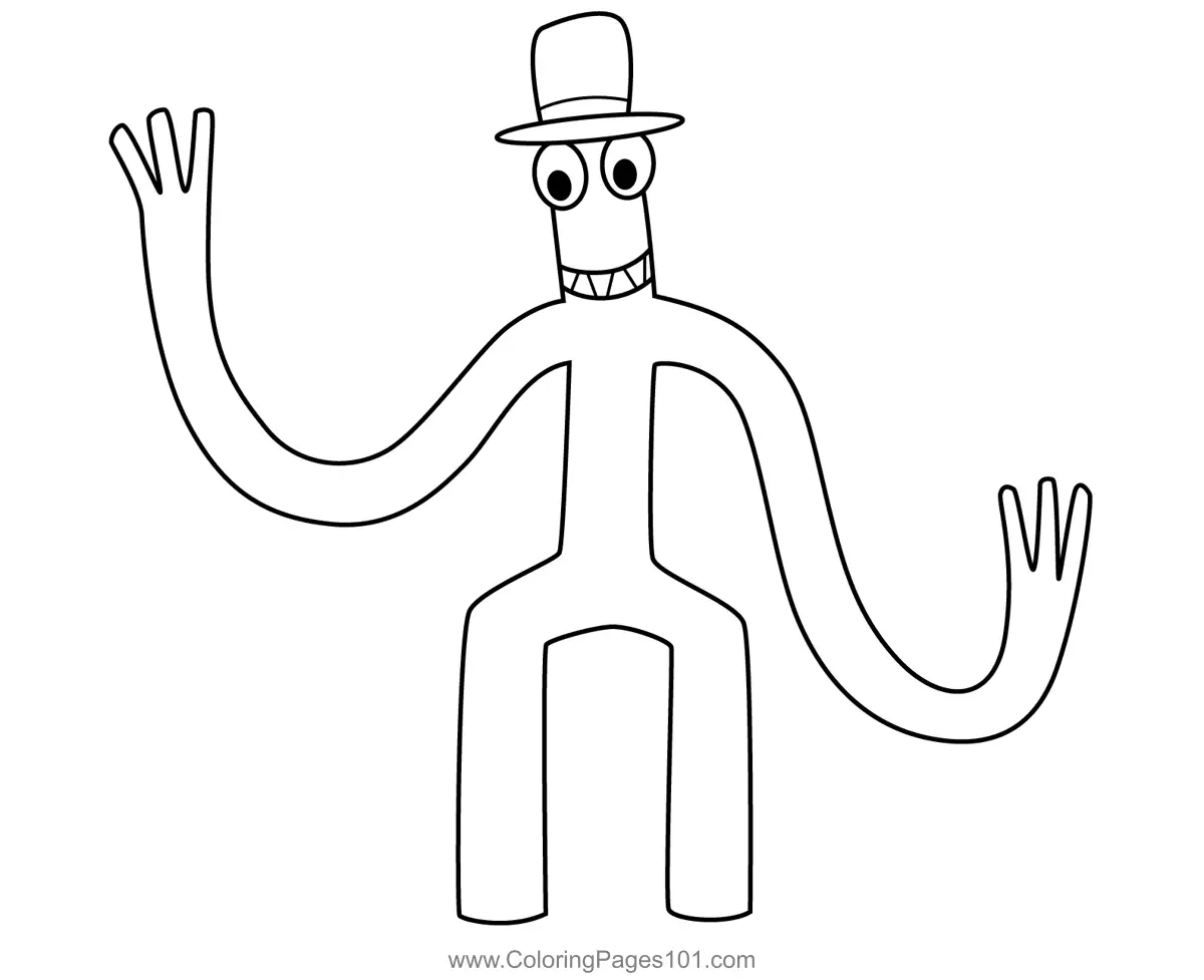 Green Wearing Hat Rainbow Friends Roblox Coloring Page for Kids - Free