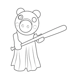 Piggy Holding Baseball Bat Roblox Free Coloring Page for Kids