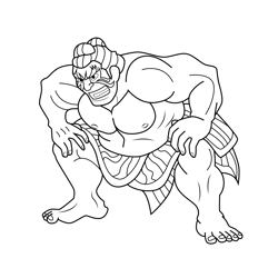 E. Honda Street Fighter Free Coloring Page for Kids