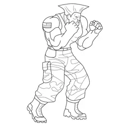 Guile Street Fighter Free Coloring Page for Kids
