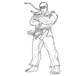 Ryu Street Fighter Free Coloring Page for Kids