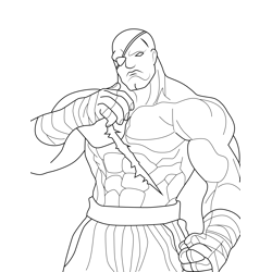Sagat Street Fighter Free Coloring Page for Kids