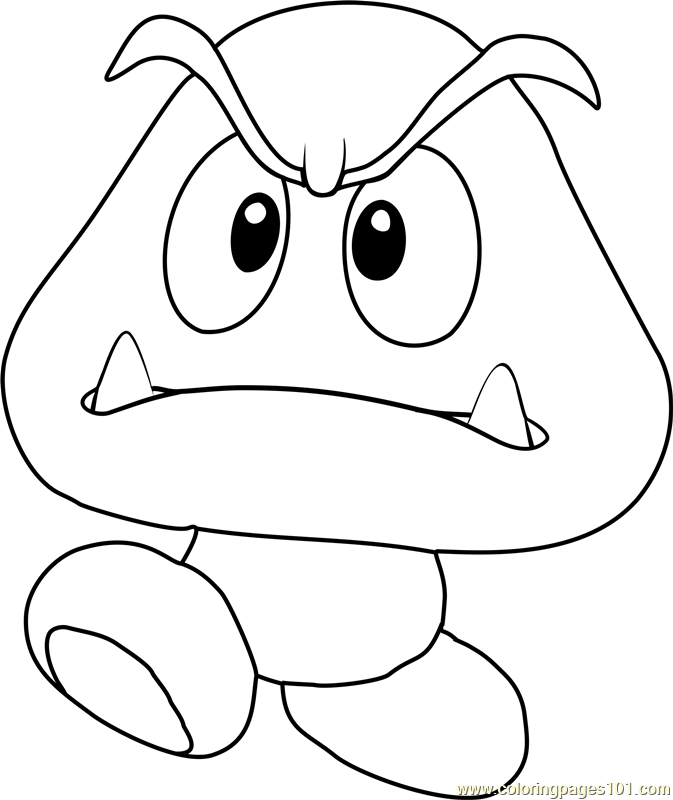 Goomba Coloring Page For Kids Free Super Mario Printable Coloring Pages Online For Kids Coloringpages101 Com Coloring Pages For Kids