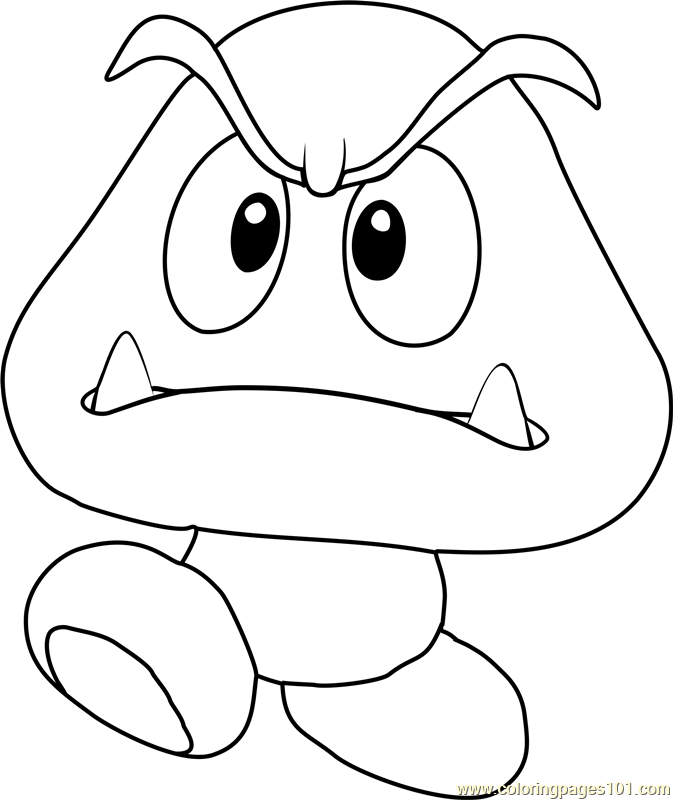 Goomba Coloring Page for Kids - Free Super Mario Printable Coloring ...