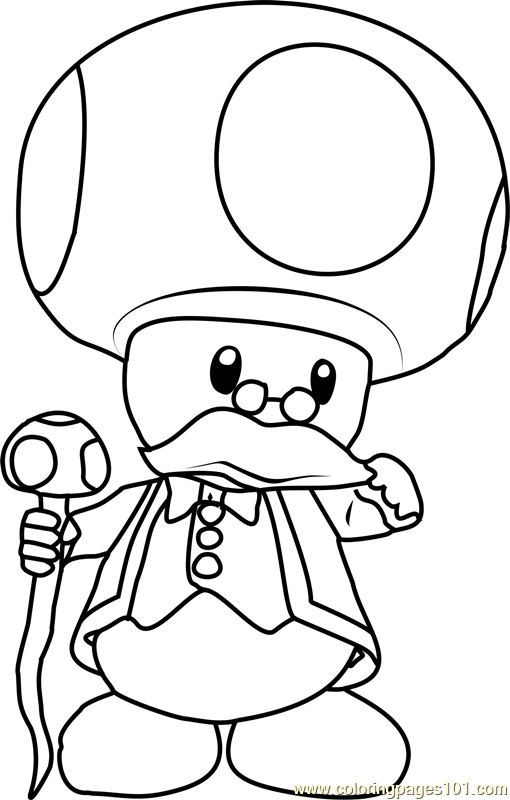 Toadsworth Coloring Page for Kids - Free Super Mario Printable Coloring