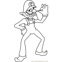 Waluigi Free Coloring Page for Kids